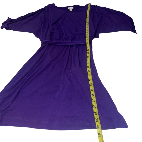 Chico's Women's Royal Purple Tunic Style Fabric Belted Stretchy Dress Sz 3(XL/16 - Picture 6 of 11